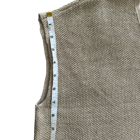 Eileen Fisher Organic Linen Delave V-Neck Knit Top Khaki Tan petite small - Picture 11 of 16